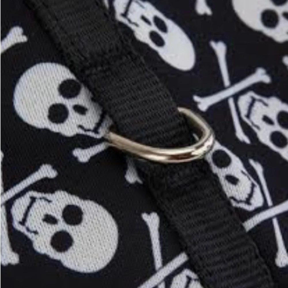 Skull Pattern Cat Harness with Leash